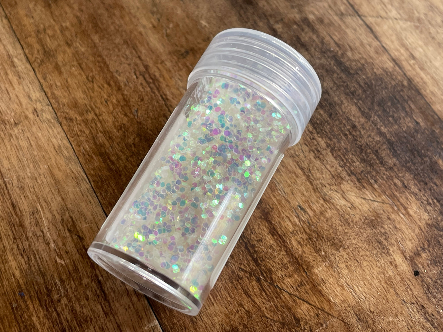 White holographic glitter slime filler