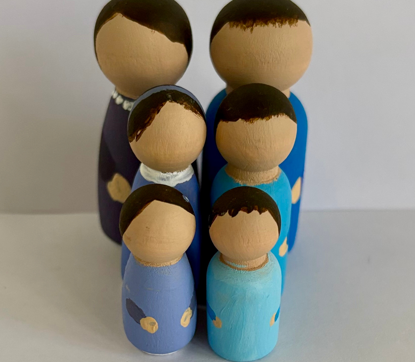 Hand Painted Caucasian Wooden Family Set of 6
