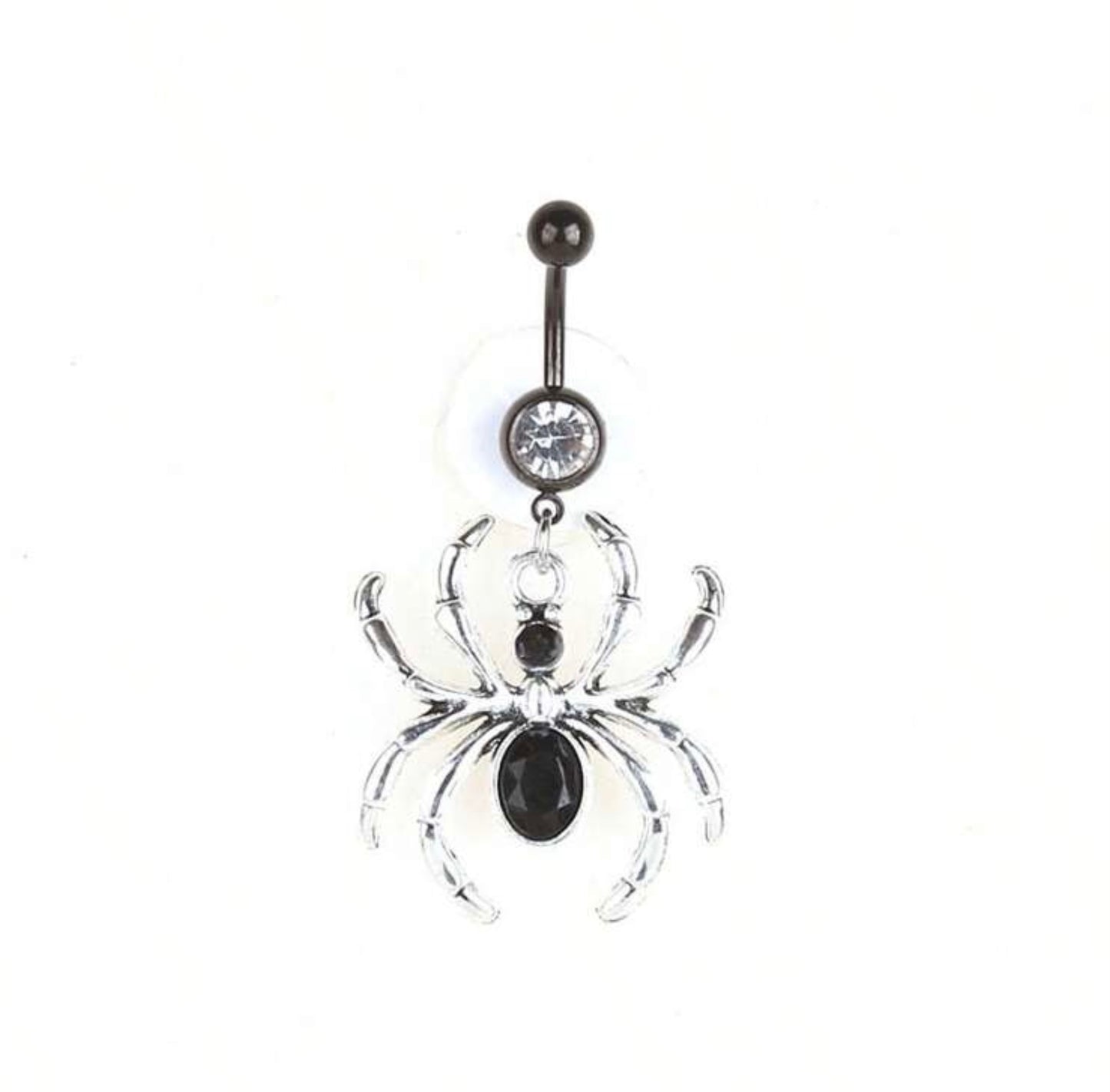 Black gothic spider belly ring