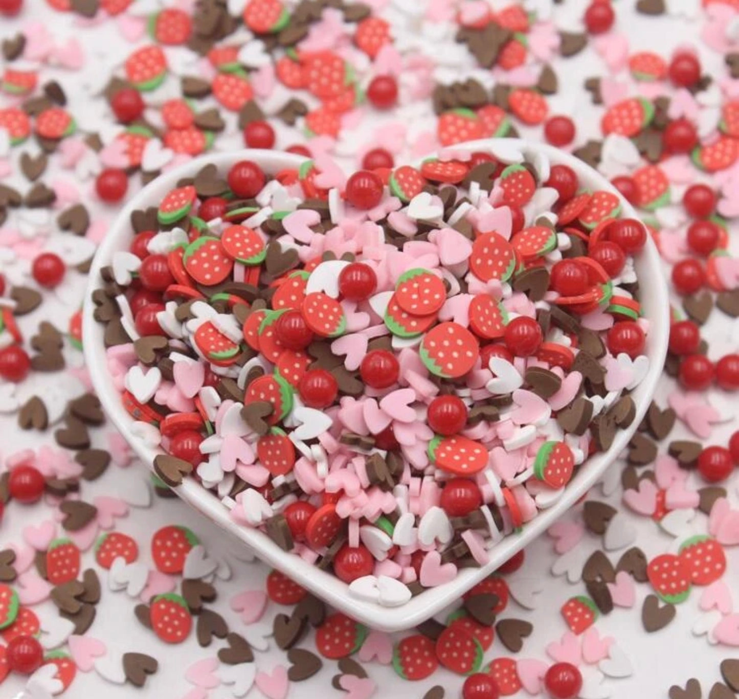 Strawberries and hearts slime filler