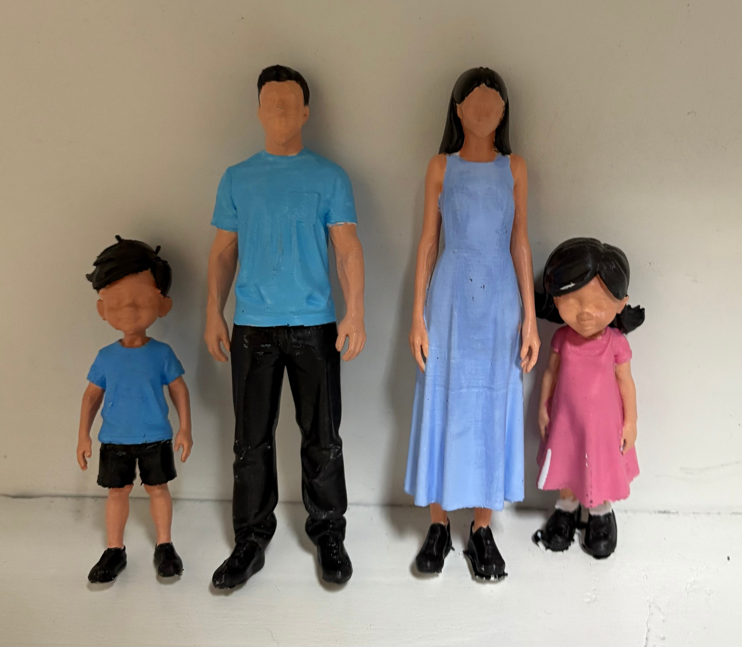 Hand Painted Caucasian Family Set Made from PLA Plastic