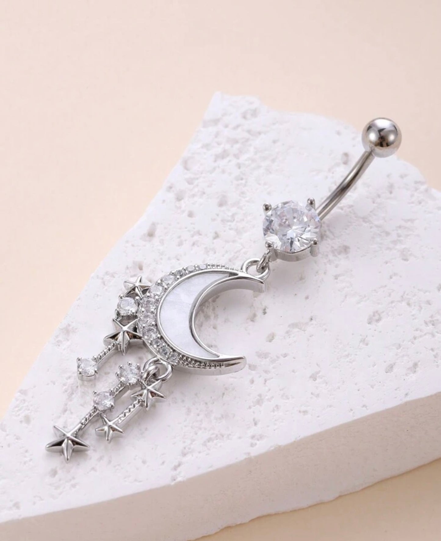 Moon and stars belly ring