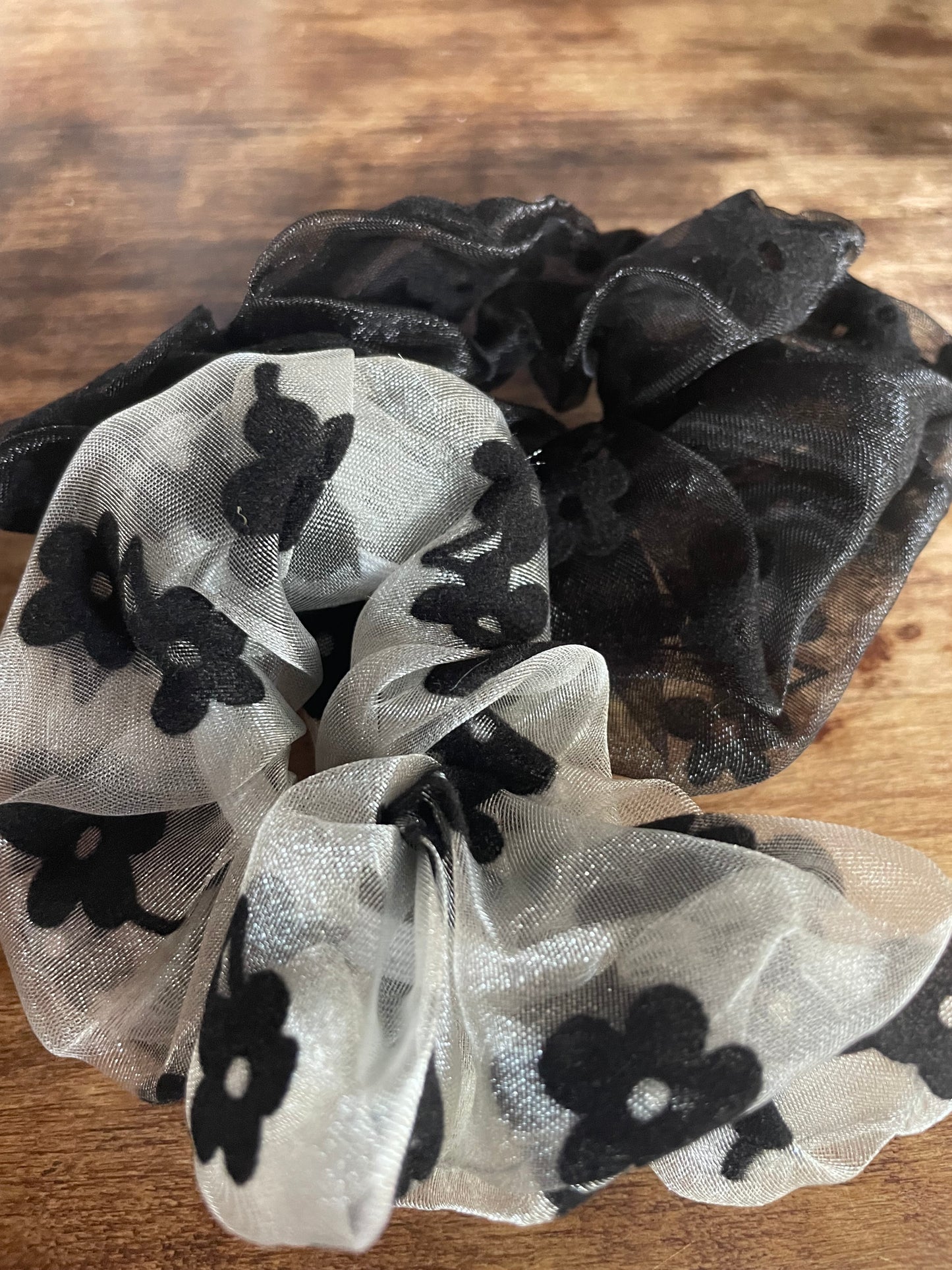 Mesh Flower Scrunchie
