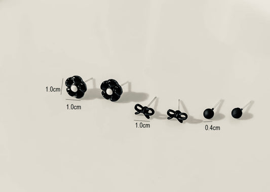 Flower, Bow Stud Set Earrings