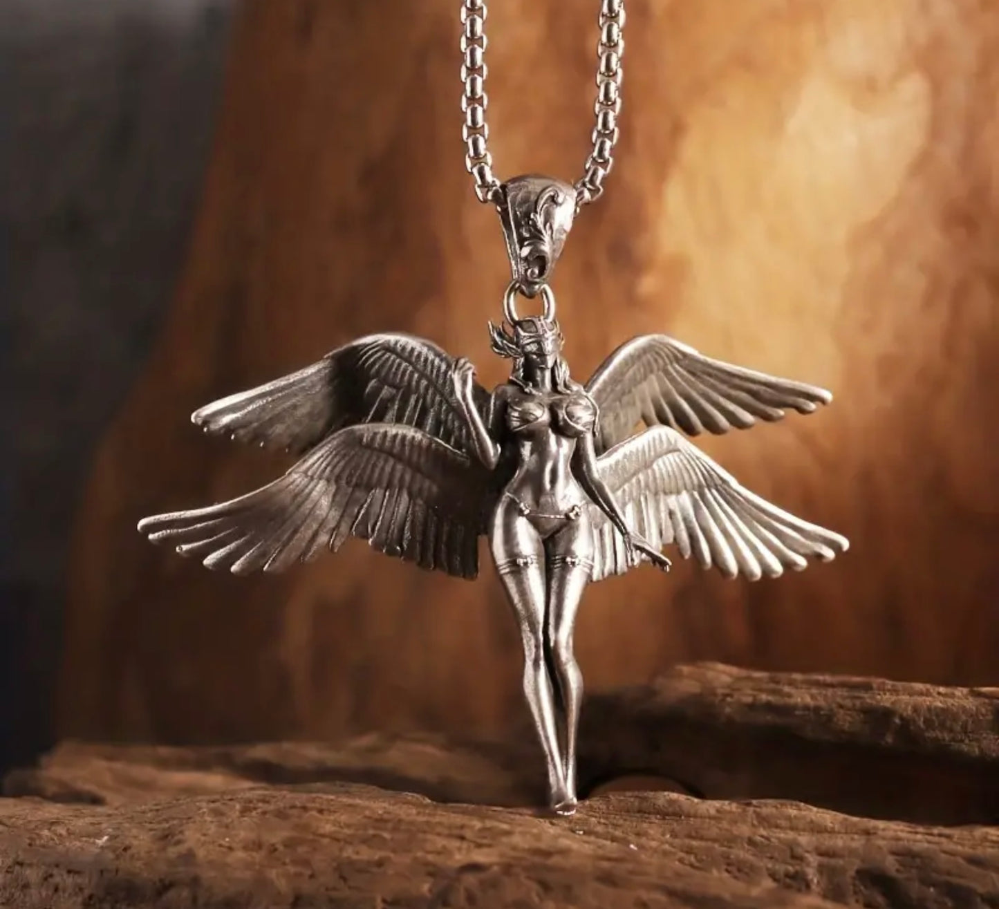 Vintage punk angel necklace