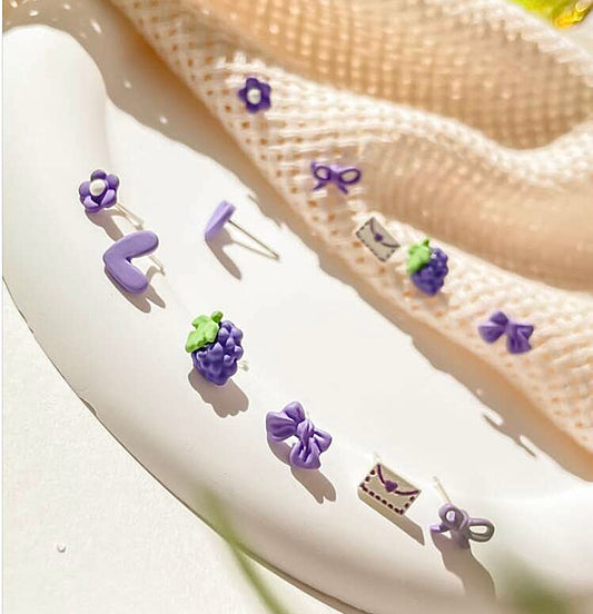 Purple 12pc Earring Set - Grapes&Love