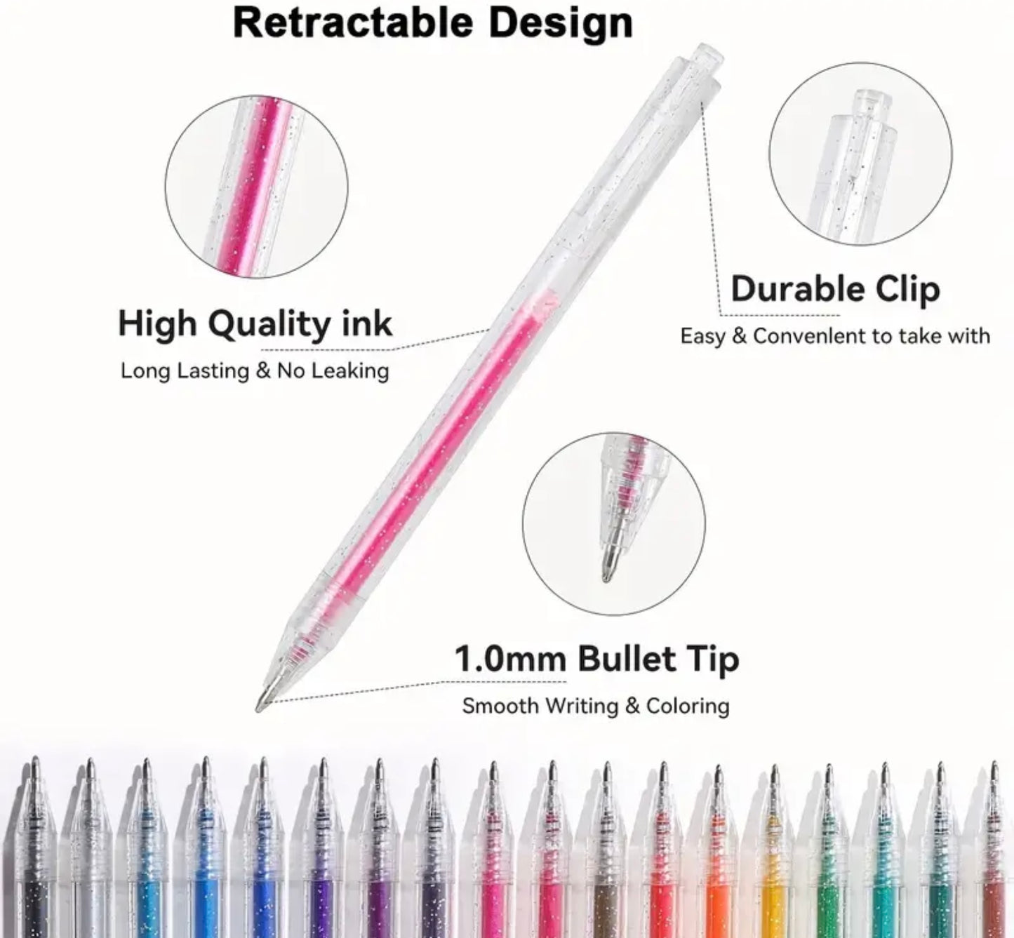 Neon Glitter Pens 12pc
